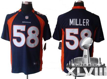 Youth 2012 Nike Denver Broncos #58 Von Miller Game blue 2014 Super bowl XLVIII(GYM) Jersey