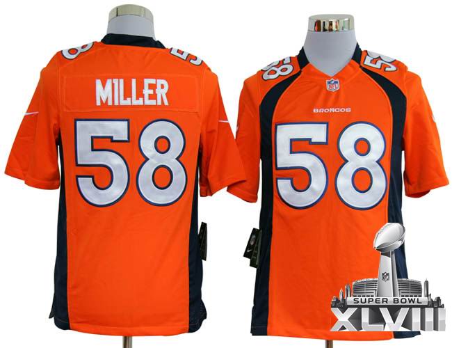 Youth 2012 Nike Denver Broncos #58 Von Miller orange game 2014 Super bowl XLVIII(GYM) Jersey