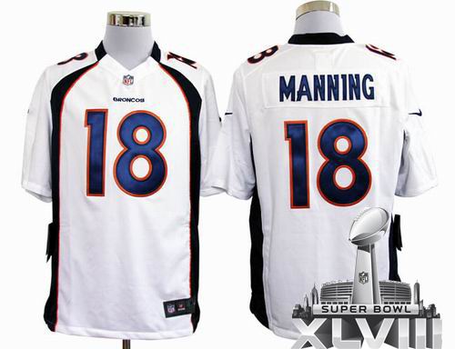 Youth 2012 Nike Denver Broncos 18# Peyton Manning white game 2014 Super bowl XLVIII(GYM) Jersey