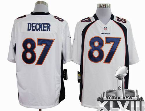 Youth 2012 Nike Denver Broncos 87# Eric Decker white game 2014 Super bowl XLVIII(GYM) Jersey