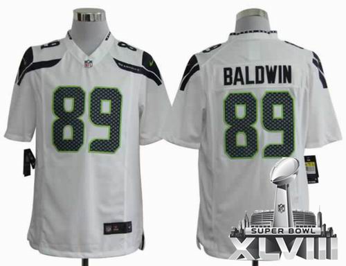 Youth 2012 Nike Seattle Seahawks #89 Doug Baldwin White game 2014 Super bowl XLVIII(GYM) Jersey