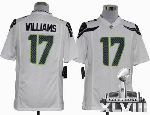 Youth 2012 Nike Seattle Seahawks 17# Mike Williams Game white 2014 Super bowl XLVIII(GYM) Jersey