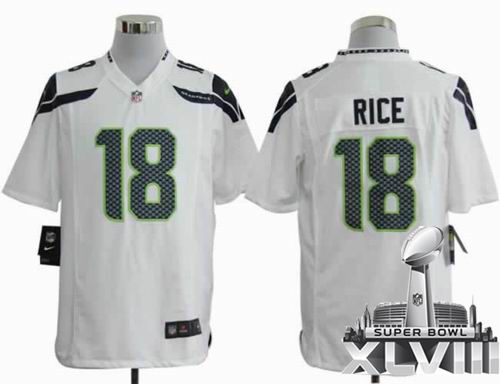 Youth 2012 Nike Seattle Seahawks 18# Sidney Rice Game white 2014 Super bowl XLVIII(GYM) Jersey
