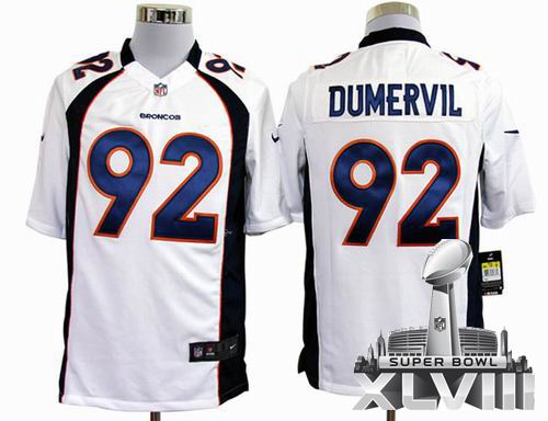 Youth 2012 nike Denver Broncos #92 Elvis Dumervil white game 2014 Super bowl XLVIII(GYM) Jersey