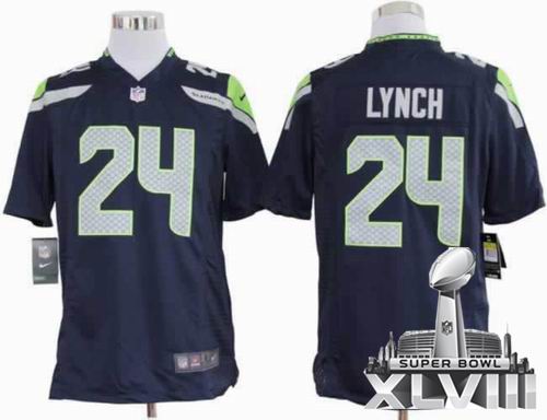 Youth 2012 nike Seattle Seahawks 24# Marshawn Lynch Game Team Color 2014 Super bowl XLVIII(GYM) Jersey