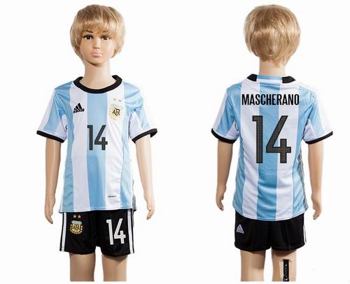 Youth 2016-2017 Argentina home #14 mascherano soccer jerseys