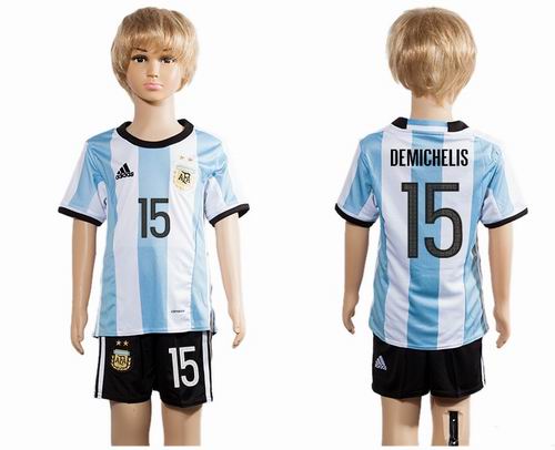 Youth 2016-2017 Argentina home #15 demichelis soccer jerseys