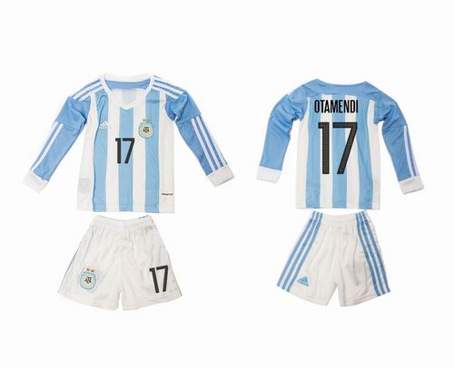Youth 2016-2017 Argentina home #17 otamendi long sleeve soccer jerseys