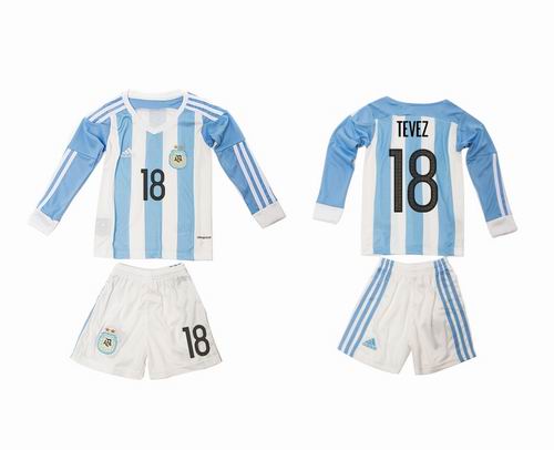 Youth 2016-2017 Argentina home #18 tevez soccer long sleeve jerseys