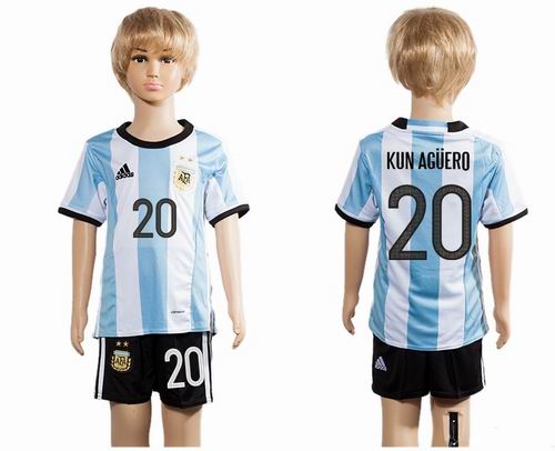 Youth 2016-2017 Argentina home #20 kun aguero soccer jerseys