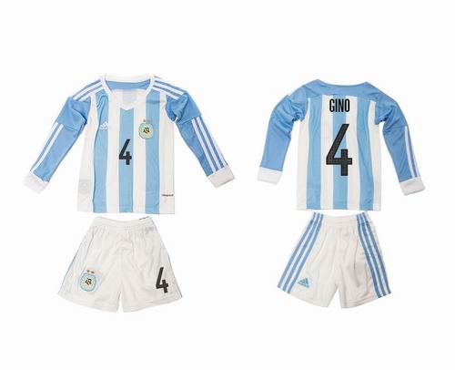 Youth 2016-2017 Argentina home #4 gino long sleeve soccer jerseys