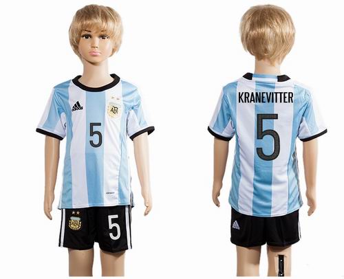 Youth 2016-2017 Argentina home #5 kranevitter soccer jerseys