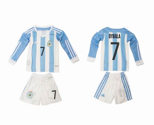 Youth 2016-2017 Argentina home #7 dybala long sleeve soccer jerseys