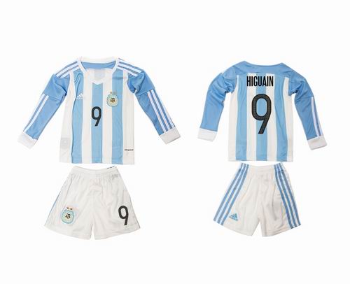Youth 2016-2017 Argentina home #9 higuain long sleeve soccer jerseys