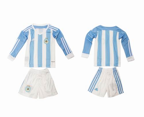 Youth 2016-2017 Argentina home blank long sleeve soccer jerseys