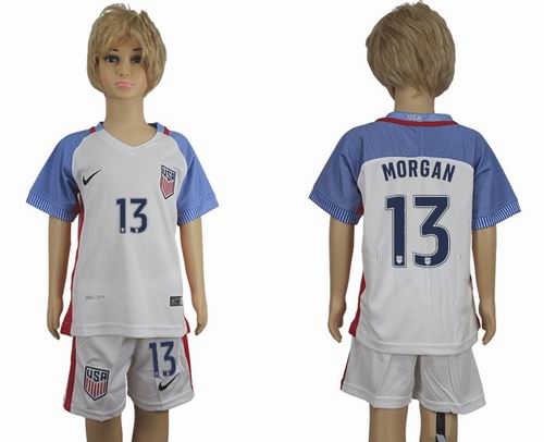 Youth 2016-2017 United States #13 morgan home soccer jerseys