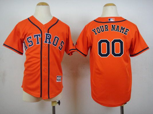 Youth's Houston Astros Customized Alternate Orange  MLB Cool Base Jersey