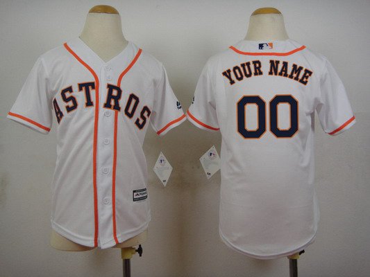 Youth's Houston Astros Customized Home White MLB Cool Base Jersey