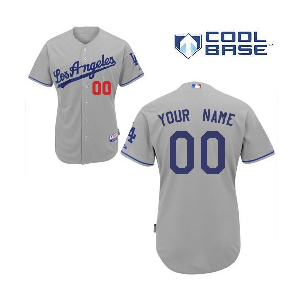 Youth's Los Angeles Dodgers Customized Authentic Grey Road Cool Base MLB Jersey
