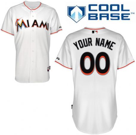 Youth's Miami Marlins Home White Customized Jersey