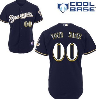 Youth's Milwaukee Brewers Customized Navy Blue Jersey