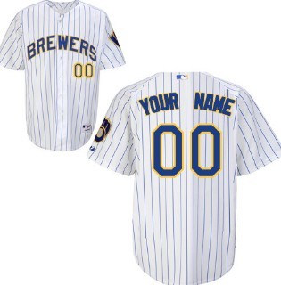 Youth's Milwaukee Brewers Customized White Pinstripe Jersey