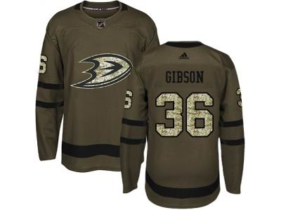 Youth Adidas Anaheim Ducks #36 John Gibson Green Salute to Service NHL Jersey