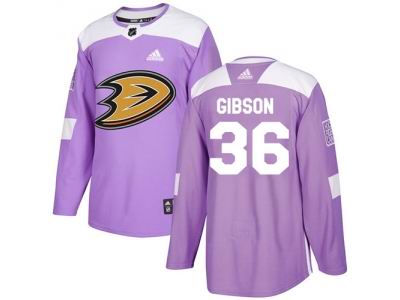 Youth Adidas Anaheim Ducks #36 John Gibson Purple Authentic Fights Cancer Stitched NHL Jersey