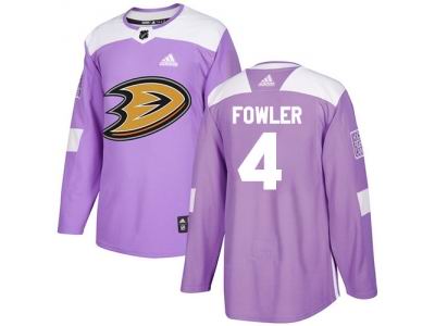 Youth Adidas Anaheim Ducks #4 Cam Fowler Purple Authentic Fights Cancer Stitched NHL Jersey