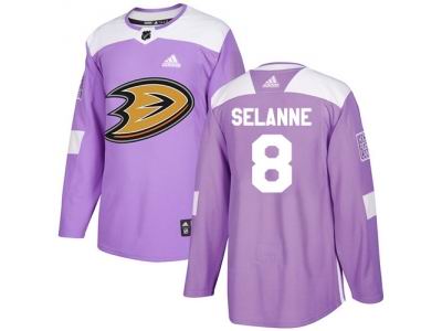 Youth Adidas Anaheim Ducks #8 Teemu Selanne Purple Authentic Fights Cancer Stitched NHL Jersey