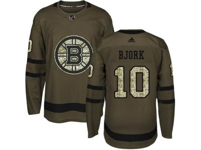 Youth Adidas Boston Bruins #10 Anders Bjork Green Salute to Service Jersey