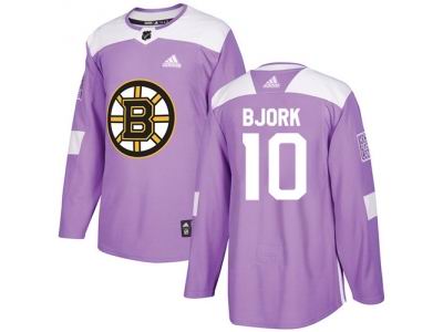 Youth Adidas Boston Bruins #10 Anders Bjork Purple Authentic Fights Cancer Stitched NHL Jersey