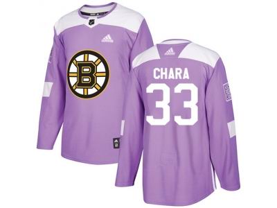 Youth Adidas Boston Bruins #33 Zdeno Chara Purple Authentic Fights Cancer Stitched NHL Jersey