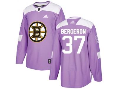 Youth Adidas Boston Bruins #37 Patrice Bergeron Purple Authentic Fights Cancer Stitched NHL Jersey