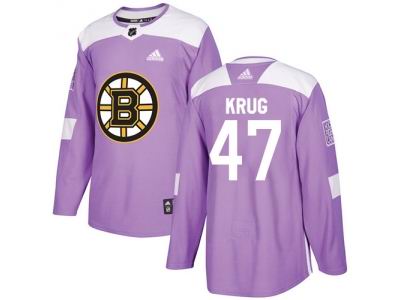 Youth Adidas Boston Bruins #47 Torey Krug Purple Authentic Fights Cancer Stitched NHL Jersey1
