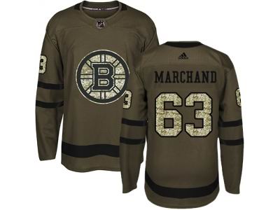 Youth Adidas Boston Bruins #63 Brad Marchand Green Salute to Service Jersey