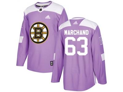 Youth Adidas Boston Bruins #63 Brad Marchand Purple Authentic Fights Cancer Stitched NHL Jersey