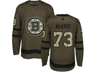 Youth Adidas Boston Bruins #73 Charlie McAvoy Green Salute to Service Jersey