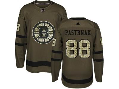 Youth Adidas Boston Bruins #88 David Pastrnak Green Salute to Service Jersey