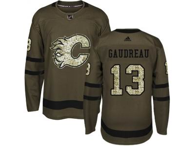 Youth Adidas Calgary Flames #13 Johnny Gaudreau Green Salute to Service NHL Jersey