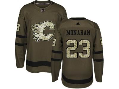 Youth Adidas Calgary Flames #23 Sean Monahan Green Salute to Service NHL Jersey