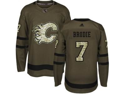 Youth Adidas Calgary Flames #7 TJ Brodie Green Salute to Service NHL Jersey