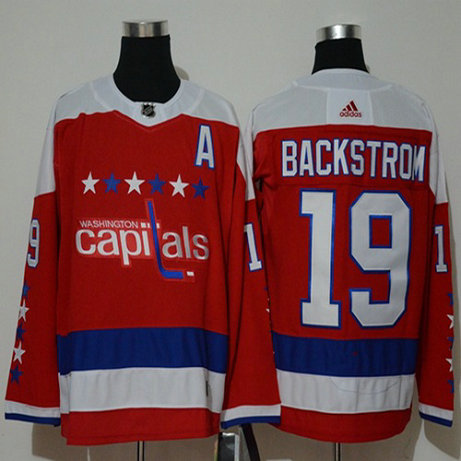 Youth Adidas Capitals #19 Nicklas Backstrom Red Alternate Authentic Stitched NHL Jersey