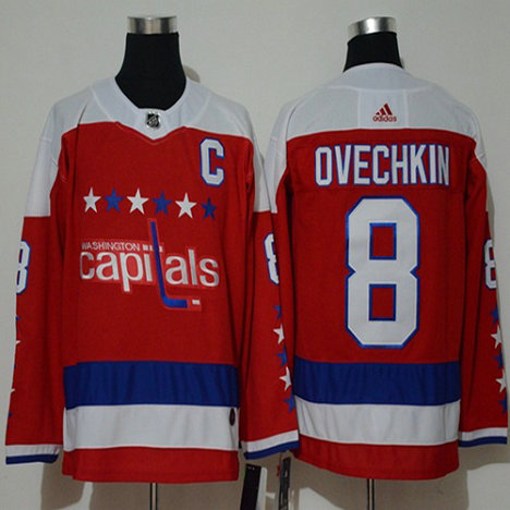 Youth Adidas Capitals #8 Alex Ovechkin Red Alternate Authentic Stitched NHL Jersey