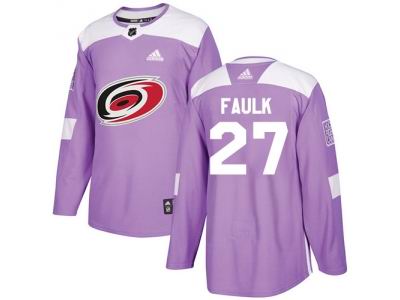 Youth Adidas Carolina Hurricanes #27 Justin Faulk Purple Authentic Fights Cancer Stitched NHL Jersey