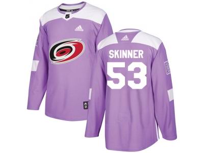Youth Adidas Carolina Hurricanes #53 Jeff Skinner Purple Authentic Fights Cancer Stitched NHL Jersey