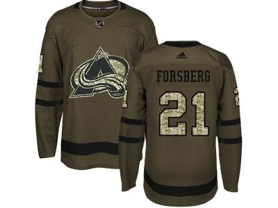 Youth Adidas Colorado Avalanche #21 Peter Forsberg Green Salute to Service NHL Jersey