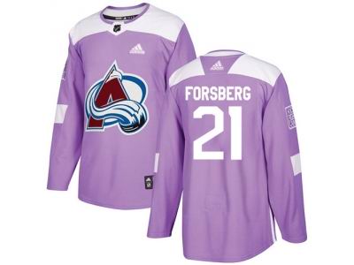 Youth Adidas Colorado Avalanche #21 Peter Forsberg Purple Authentic Fights Cancer Stitched NHL Jersey