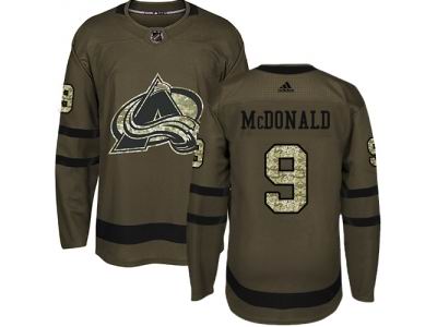 Youth Adidas Colorado Avalanche #9 Lanny McDonald Green Salute to Service NHL Jersey