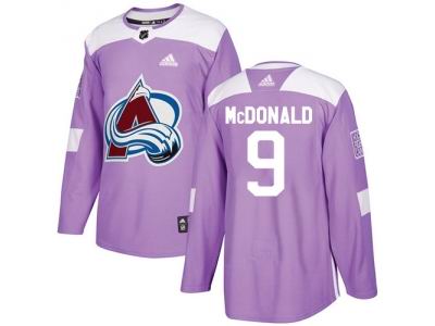 Youth Adidas Colorado Avalanche #9 Lanny McDonald Purple Authentic Fights Cancer Stitched NHL Jersey